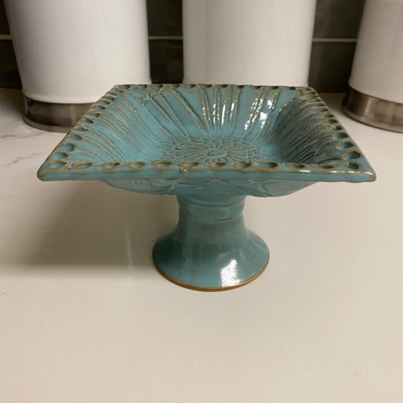 Art Pottery Handmade Jewelry Earring Stand Organizer Dish Signed T Shea - Picture 2 of 6